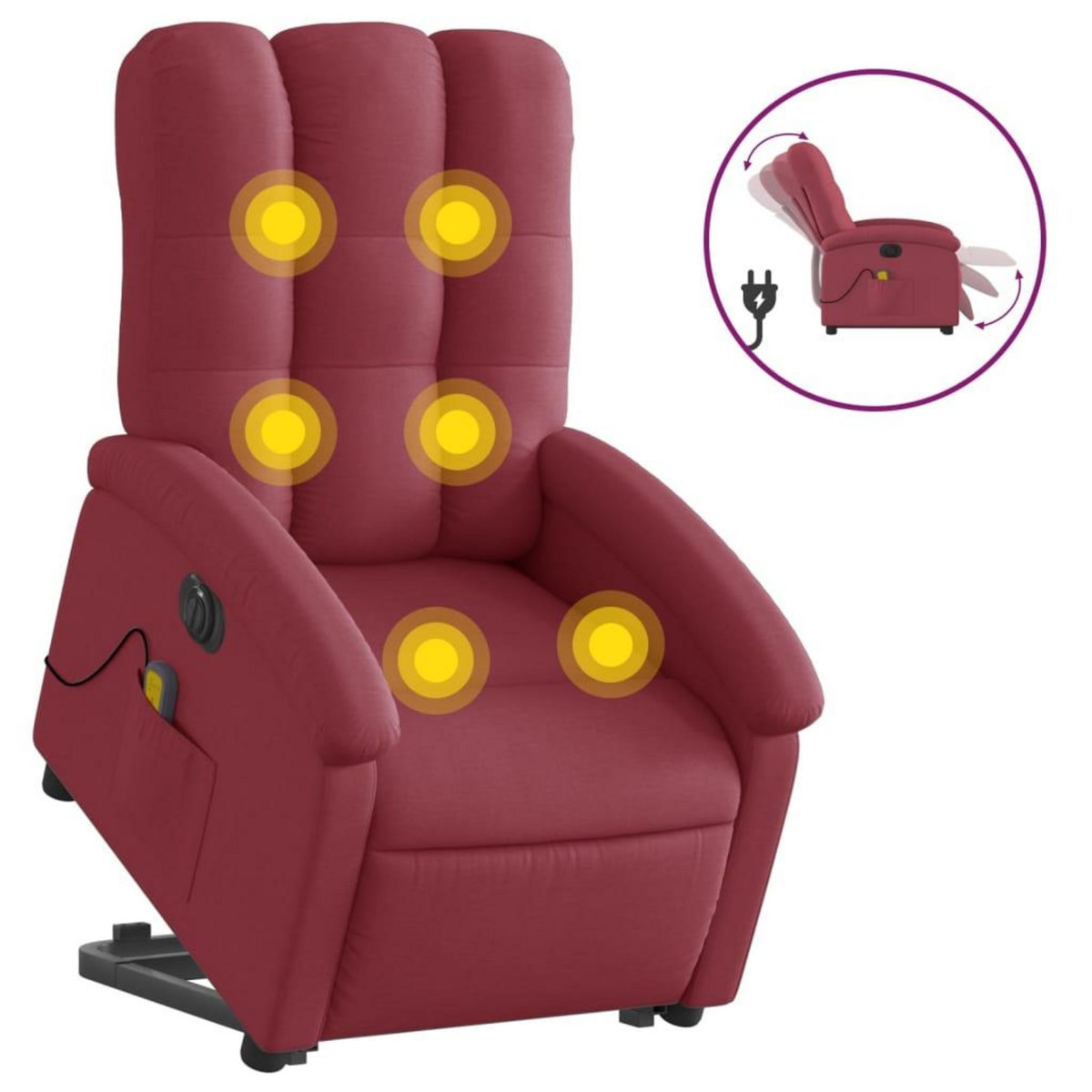 VIDAXL Fauteuil inclinable de massage electrique Rouge bordeaux Tissu