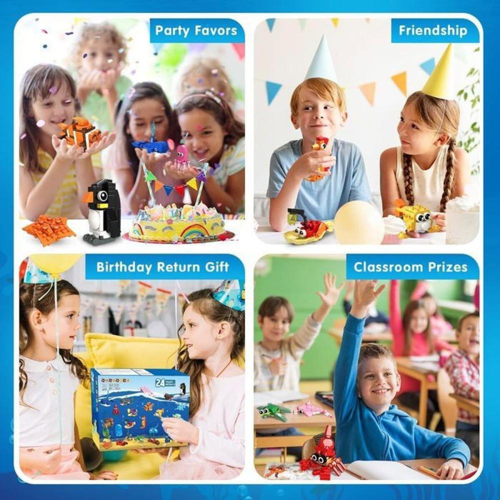 Voir la diapositive 6 : Coffret mini animaux marins en blocs ABS 24 kits, 629 pièces, 6-12 ans