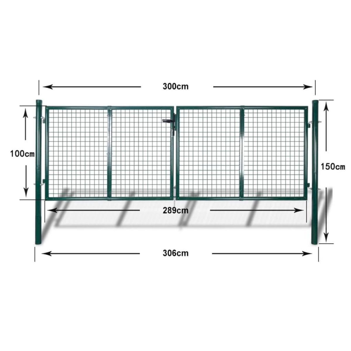 VIDAXL Portail de cloture Acier 306x150 cm Vert
