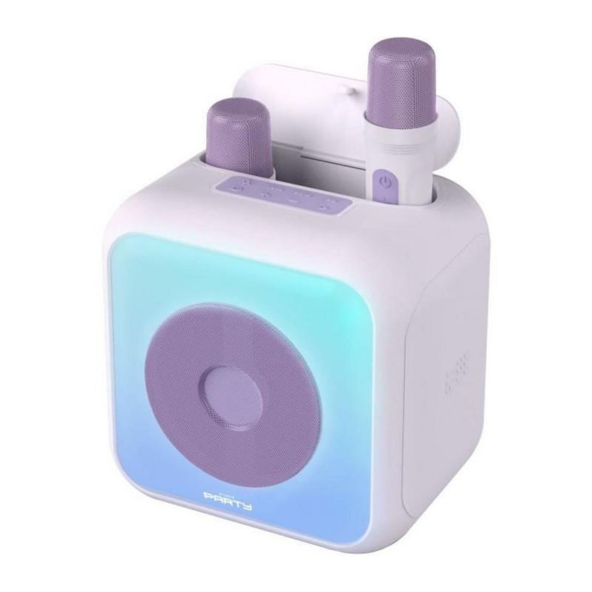 BIGBEN PARTY Enceinte karaoké lumineuse - BIGBEN - Lavande - Bluetooth, 30W, 2 micros sans fil USB-C, Égaliseur, Batterie Li-on