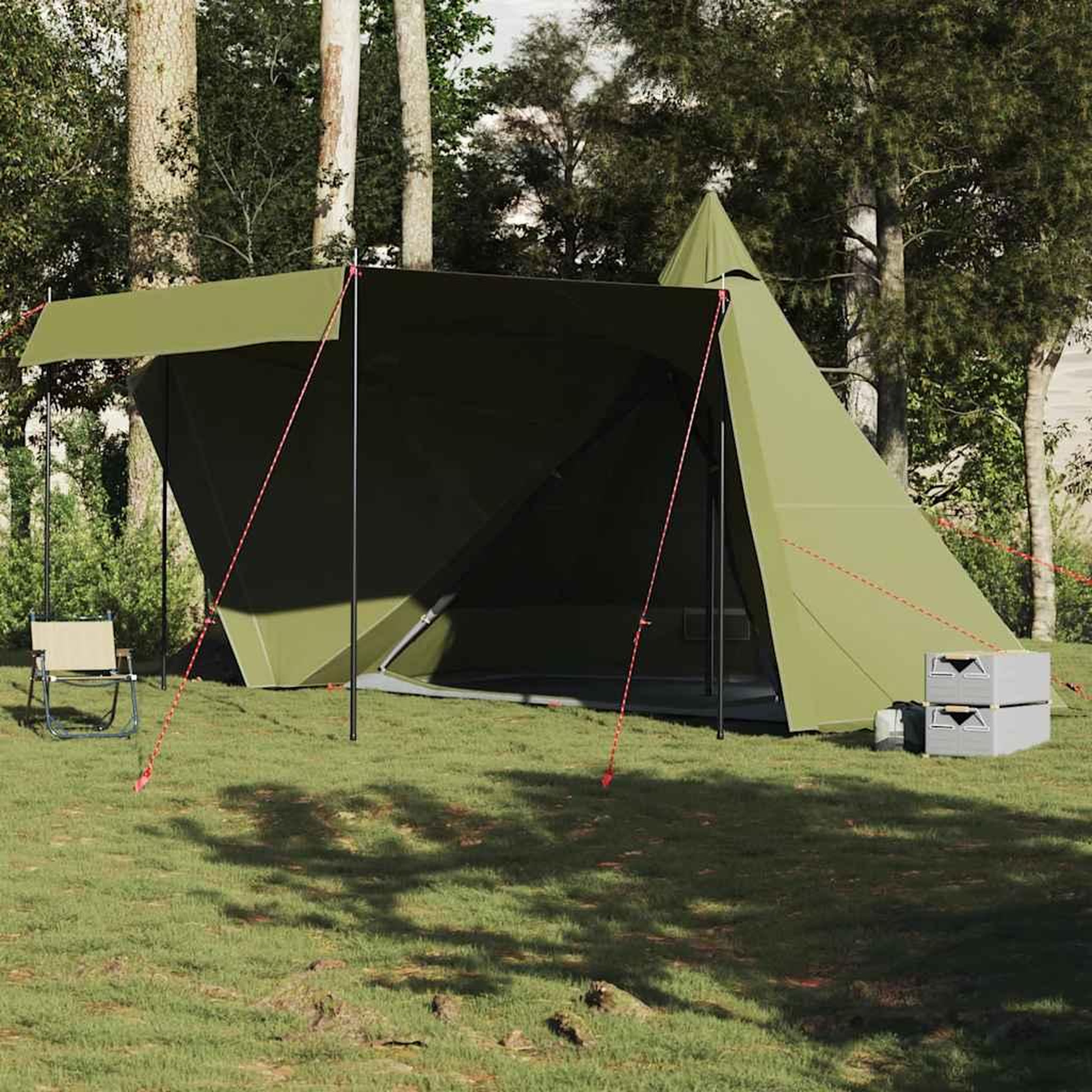 VIDAXL Tente familiale tipi 6 personnes vert olive impermeable