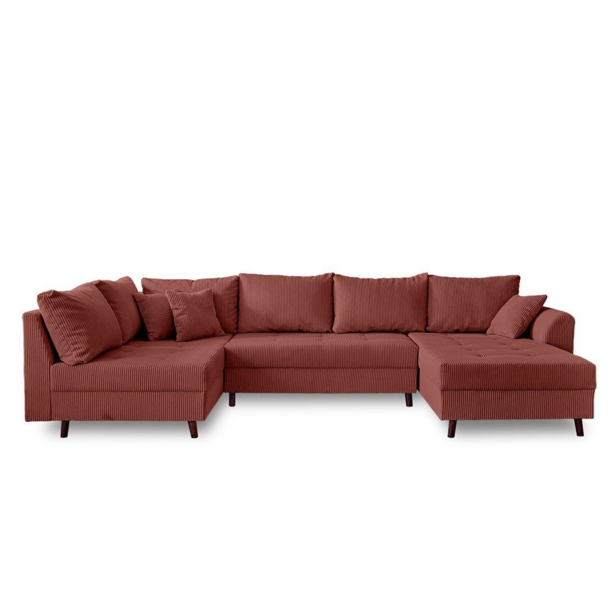LISA DESIGN Rune - canapé panoramique d'angle gauche - 7 places - en velours côtelé