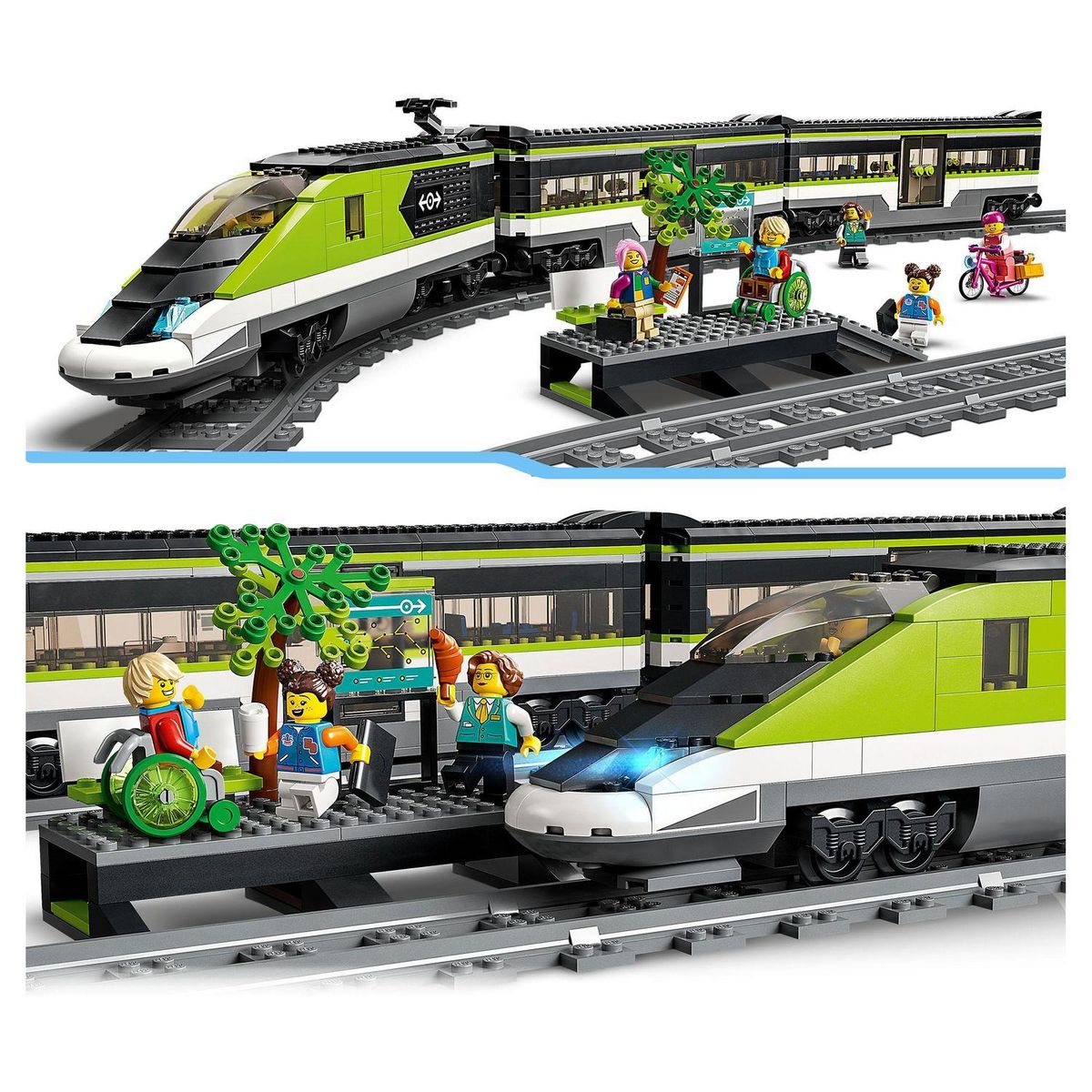 LEGO City 60337 Le Train de Voyageurs Express, Jouet Télécommandé avec Phares Fonctionnels