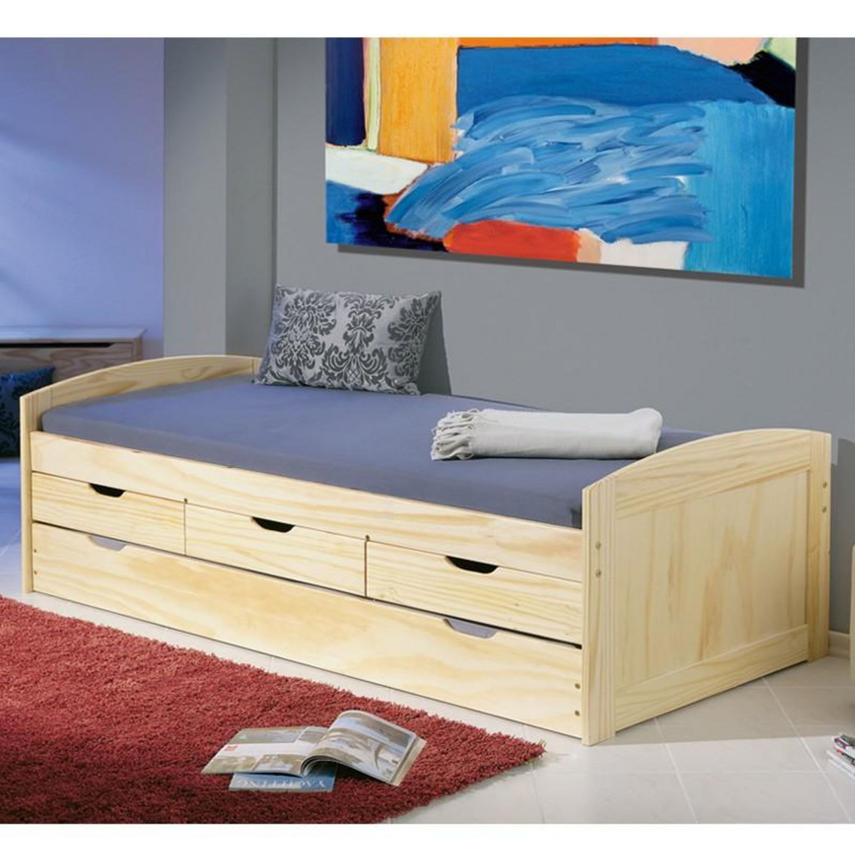 Paris Prix Lit Banquette Enfant Bois  Rob  90x200cm Naturel