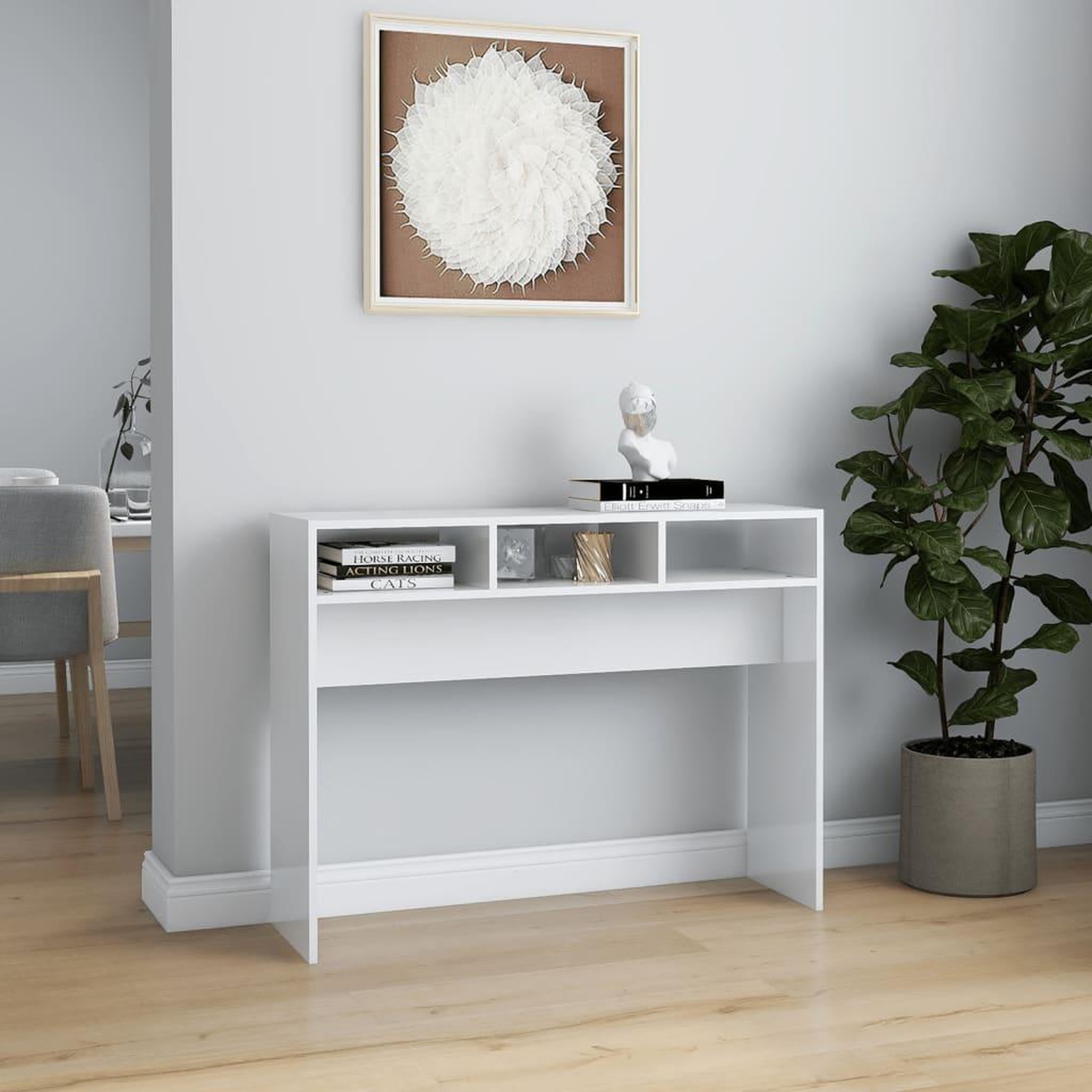 Voir la diapositive 3 : VIDAXL Table console blanc brillant 105x30x80 cm bois d'ingenierie