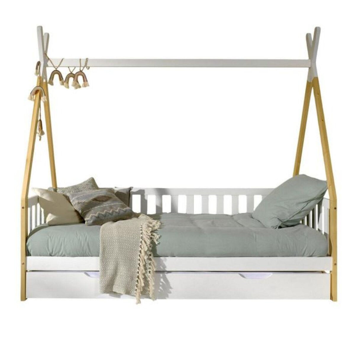 Paris Prix Lit Enfant, Barrière & Tiroir  Tipi  90x200cm Blanc