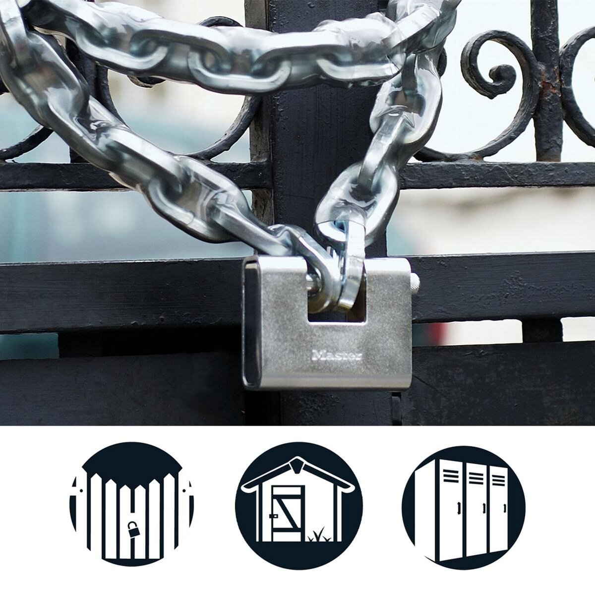 Master lock 690EURD Cadenas Rectangulaire en Zinc à Clé, Gris, 10,4 x 9 x 2,9 cm