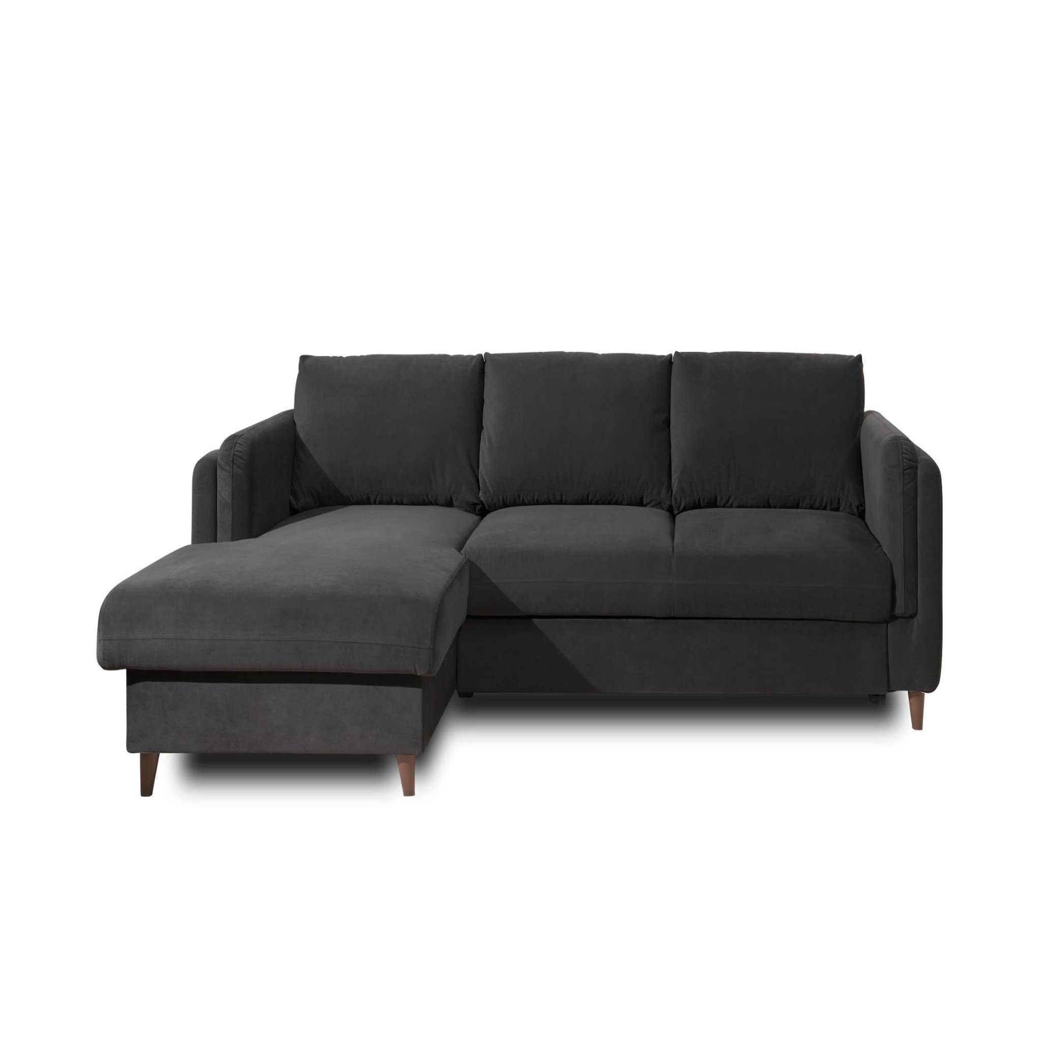 BEST MOBILIER Brooke - canapé d'angle gauche - convertible avec coffre - 4 places - en velours. Coloris disponibles : Jaune, Bleu, Vert, Rose, Orange, Gris, Beige