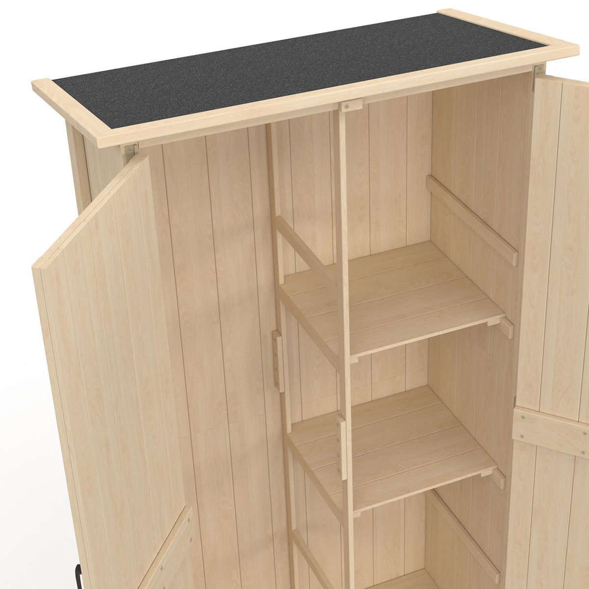 ID MARKET Armoire de jardin en bois 90 x 50 x 160 cm avec toit incliné double porte et étagères