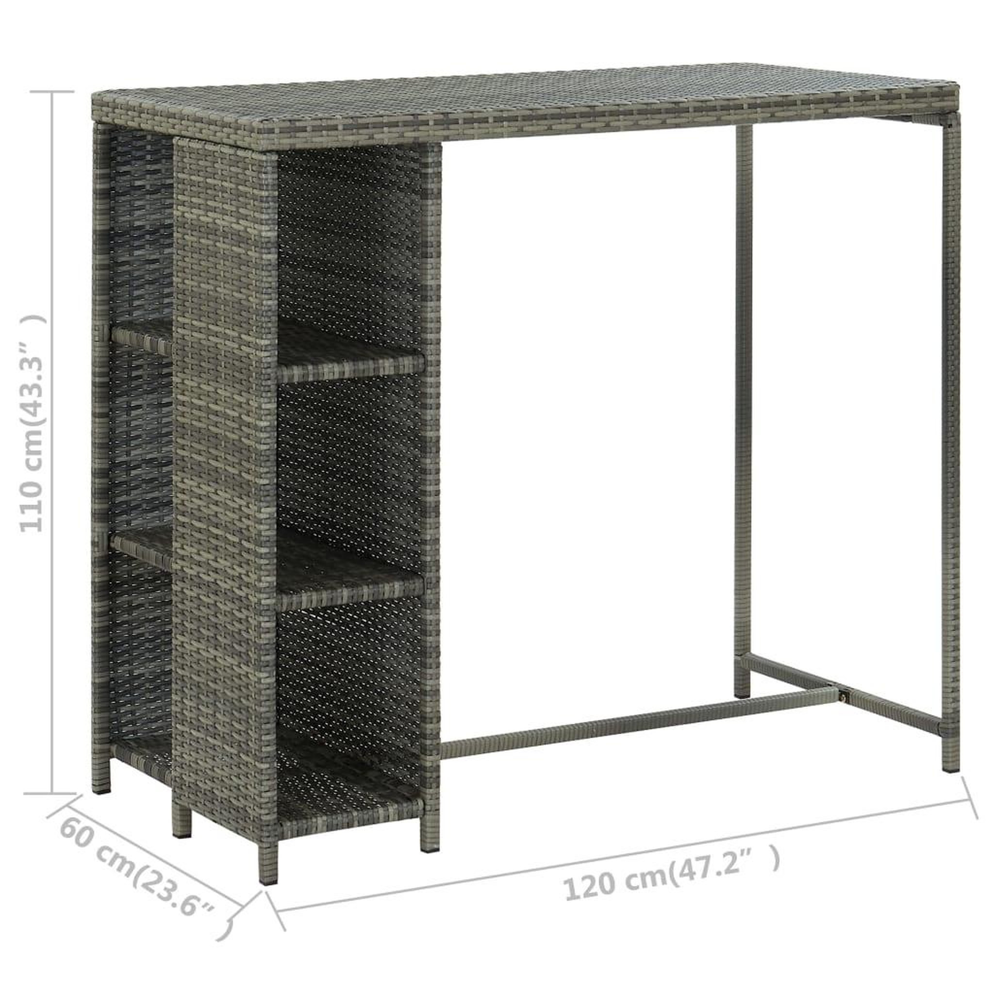 Voir la diapositive 6 : VIDAXL Ensemble de bar de jardin 5 pcs et coussins resine tressee gris