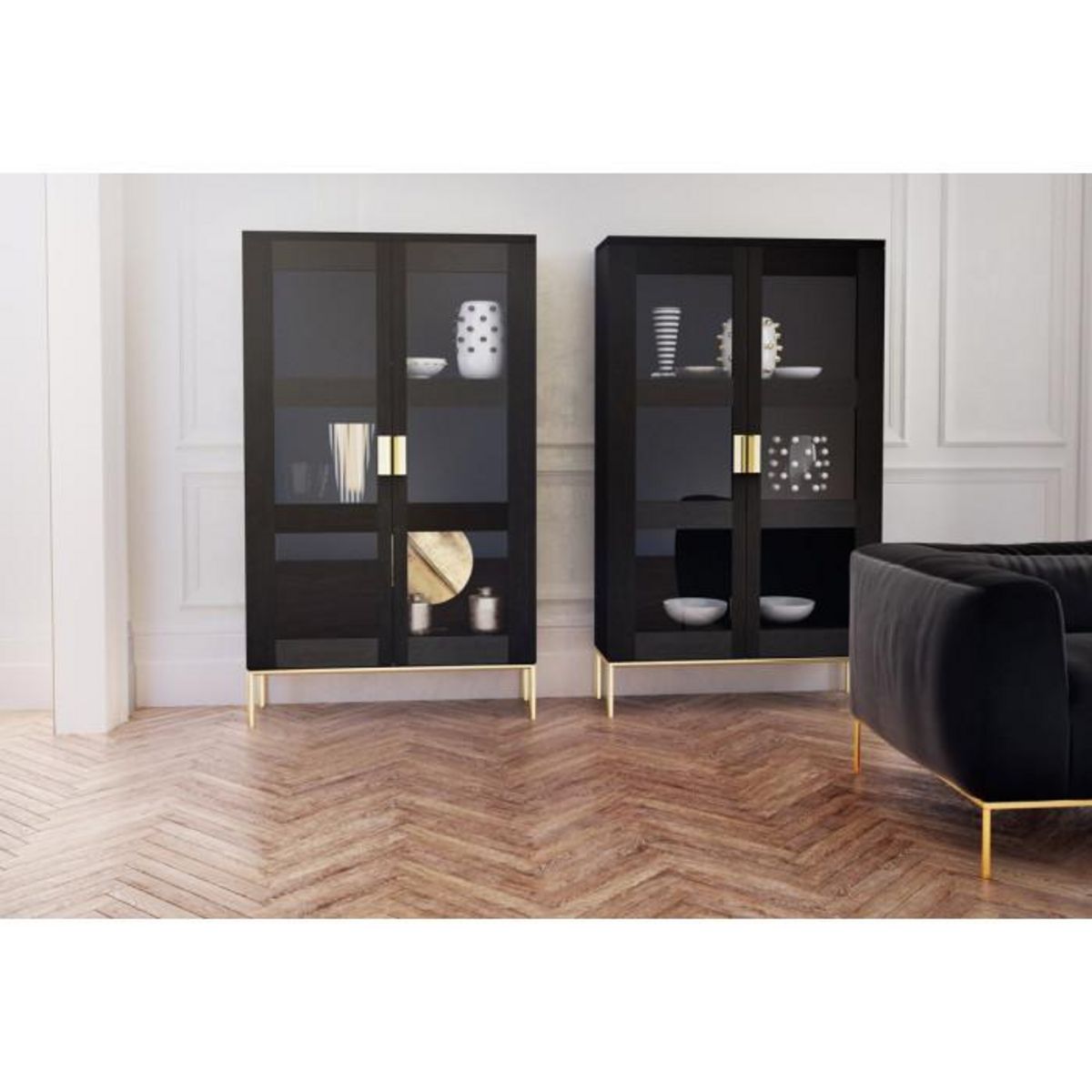 Paris Prix Vitrine Design 2 Portes  Pimlico  148cm Charbon