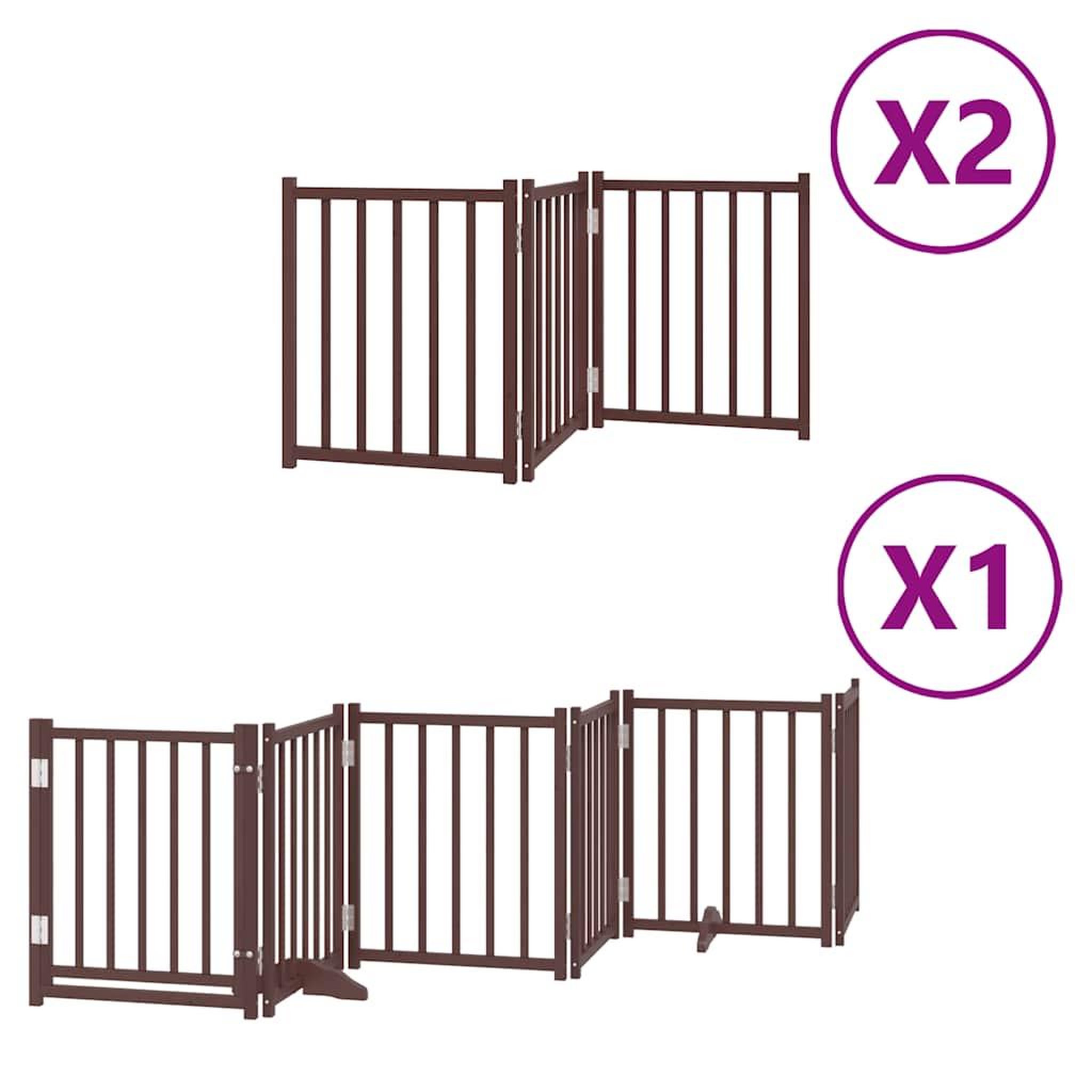 Voir la diapositive 2 : VIDAXL Barriere pour chien porte pliable 12 panneaux bois de peuplier