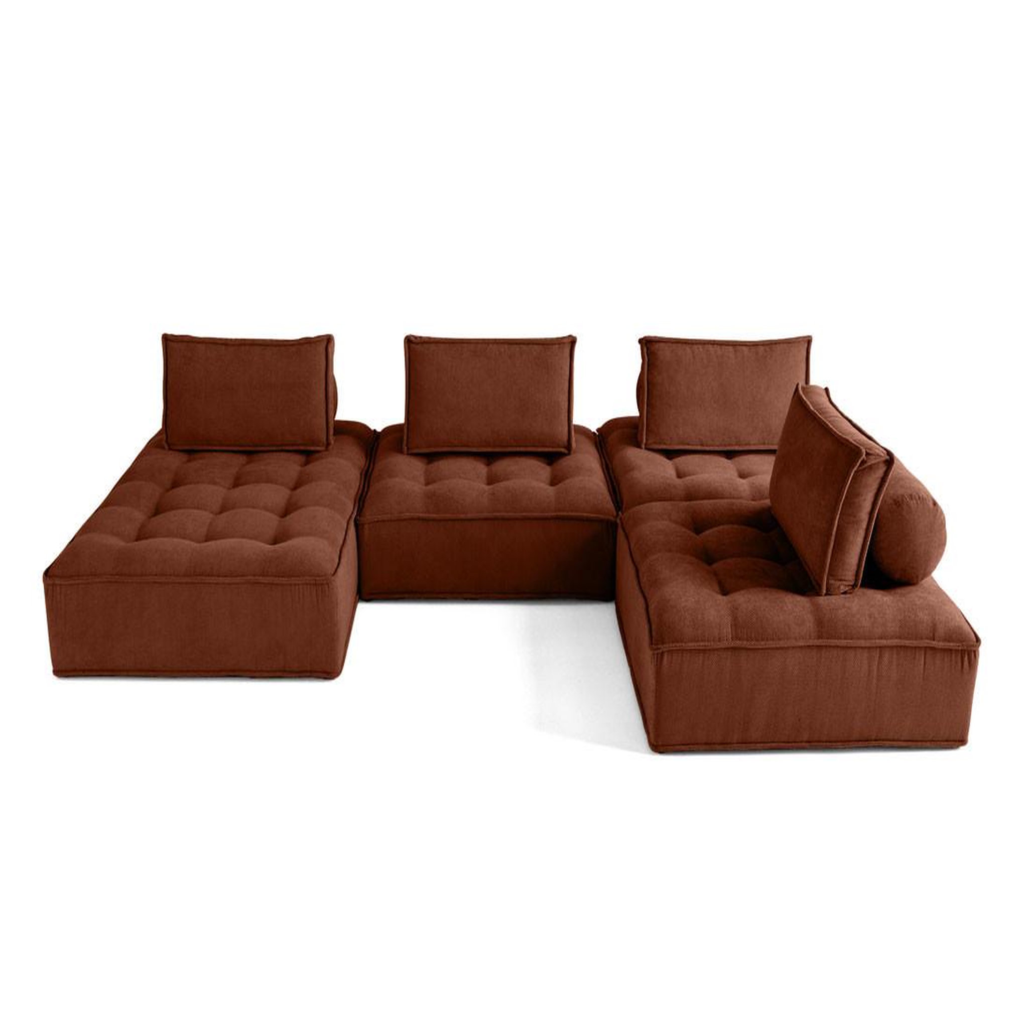 Voir la diapositive 1 : BEST MOBILIER Marisol - canapé panoramique modulable 7 places - velours texturé