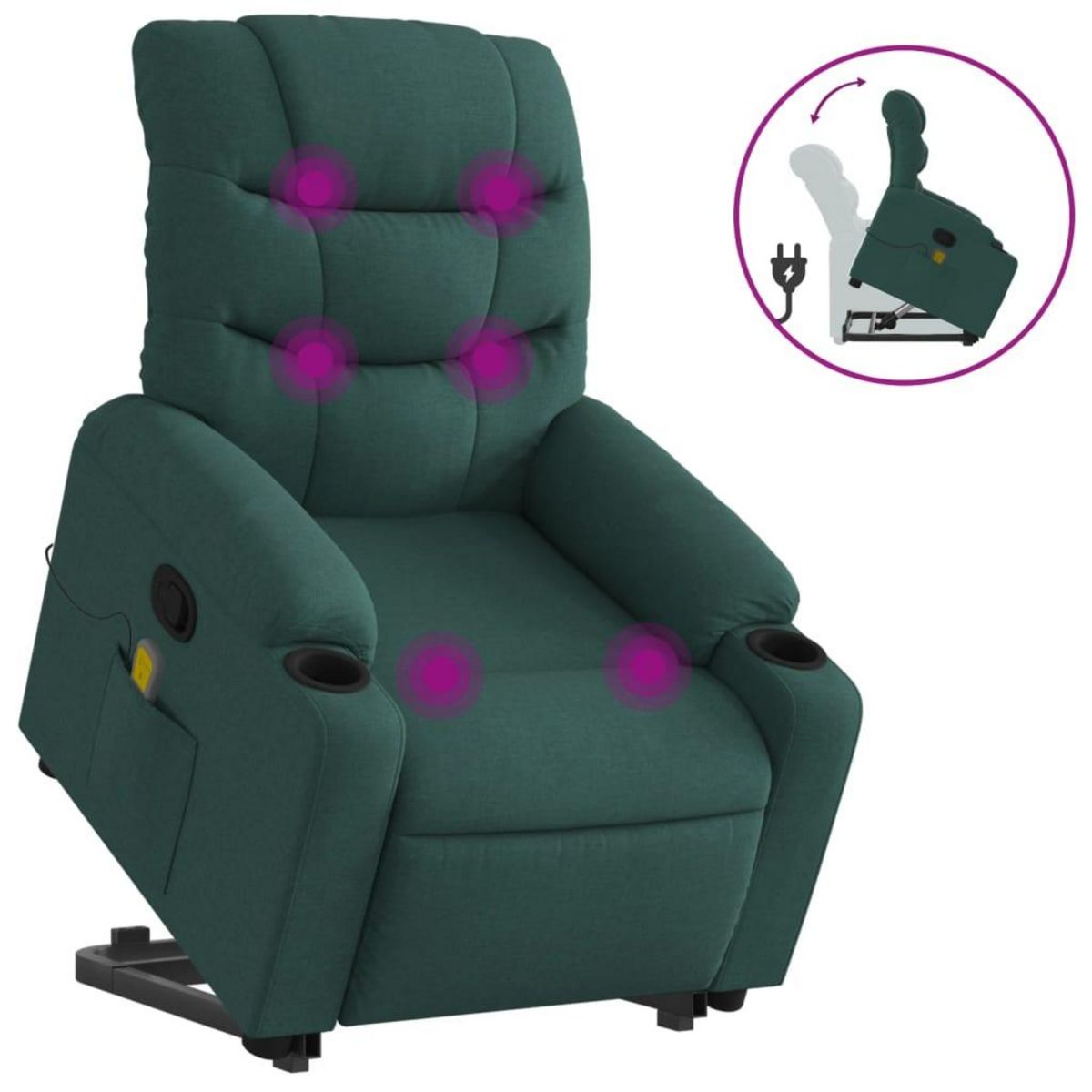 VIDAXL Fauteuil inclinable de massage Vert fonce Tissu