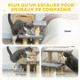 Voir la diapositive 5 : PAWHUT Escalier pour chat 3 marches - 6 poteaux griffoirs, jeu boule suspendue - sisal peluche gris