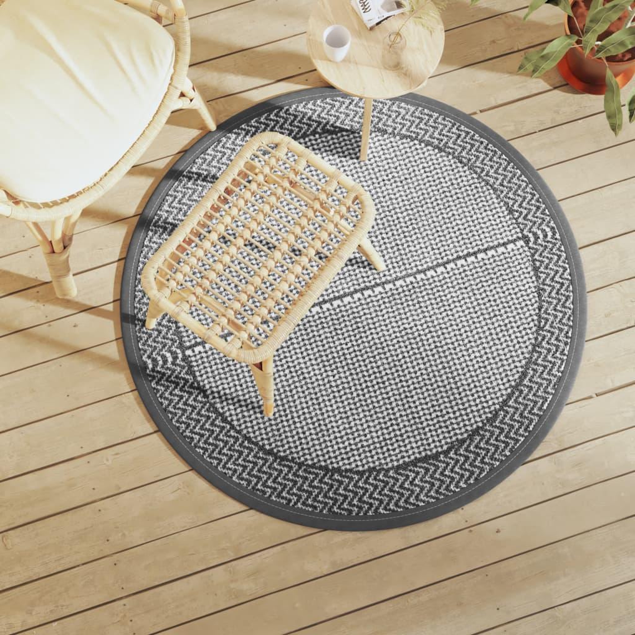 VIDAXL Tapis d'exterieur ARAKIL gris Ø120 cm PP