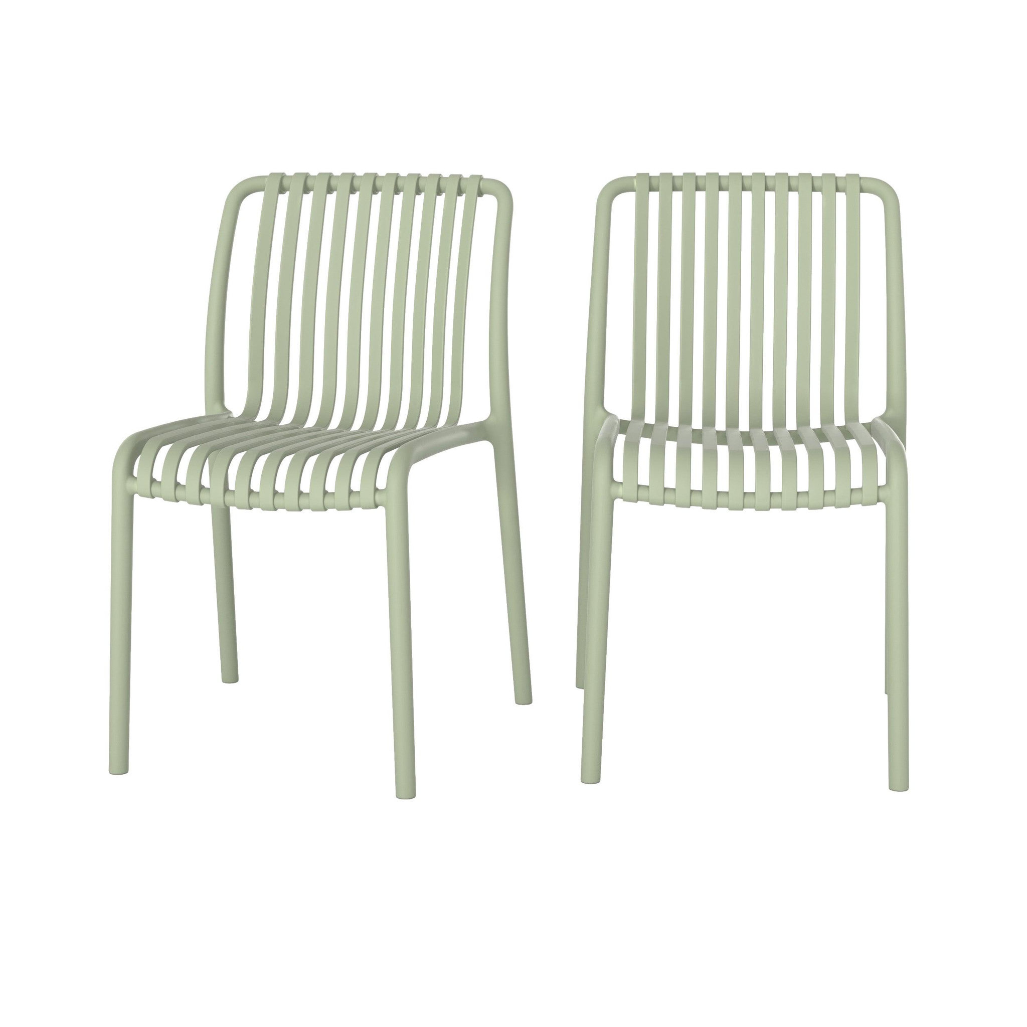 MAISON PAVANE Lot de 2 chaises de jardin empilables en plastique vert pastel-duli