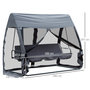 Voir la diapositive 3 : OUTSUNNY Balancelle de jardin convertible 3 places grand confort : matelas assise dossier, moustiquaire intégrale zippée avec toit,  pochette rangement métal époxy polyester gris