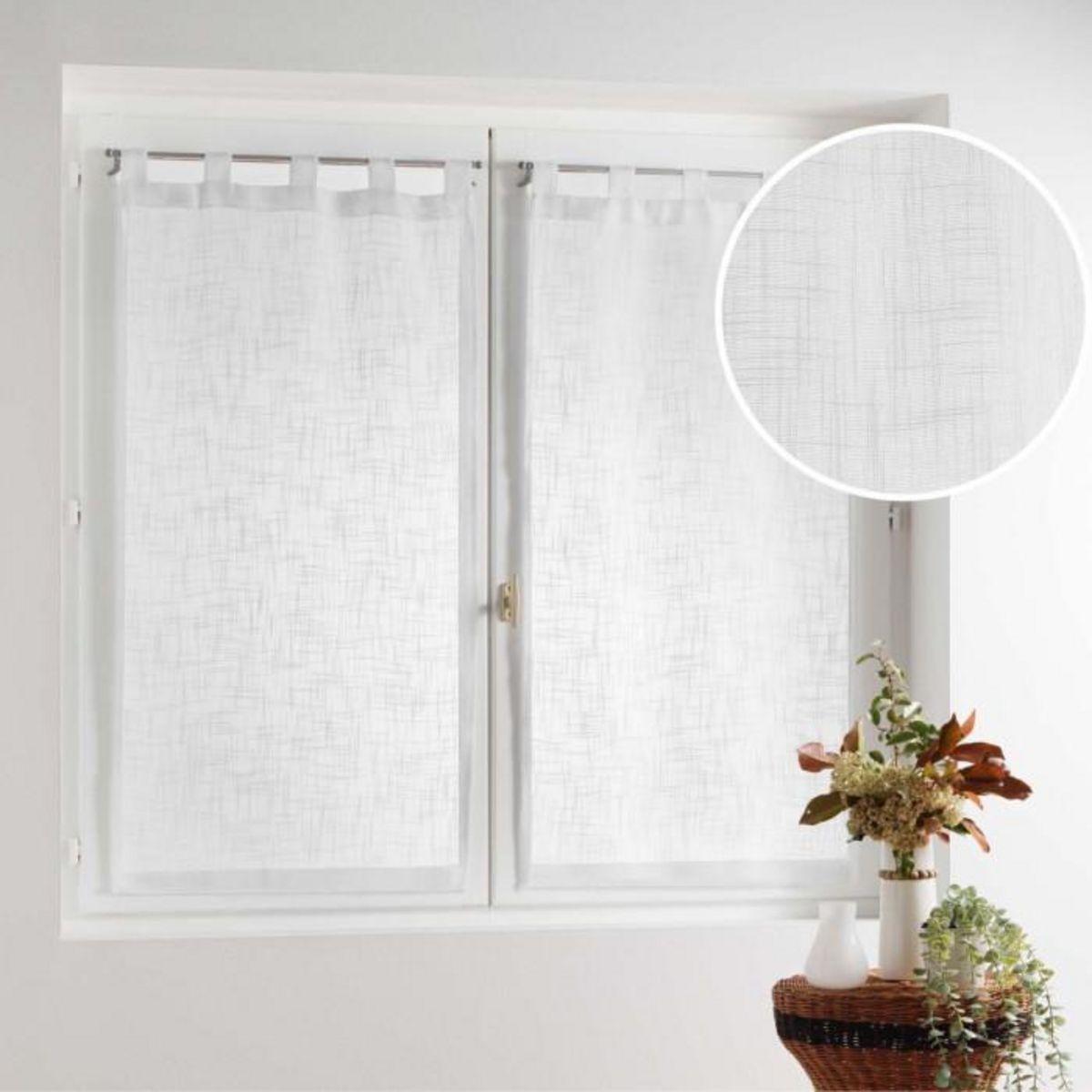 Paris Prix Paire de Voilages à Passants  Haltona  45x120cm Blanc