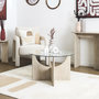 Voir la diapositive 6 : The Home Deco Factory Table basse ronde effet travertin et verre PIETRA - Beige