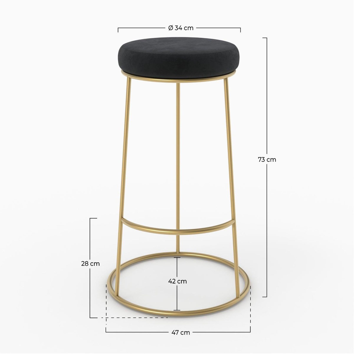 Rendez vous déco Lot de 2 tabourets de bar 73 cm en velours noir - Kendal