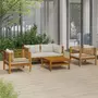 VIDAXL Salon de jardin 5 pcs avec coussin creme Bois d'acacia solide