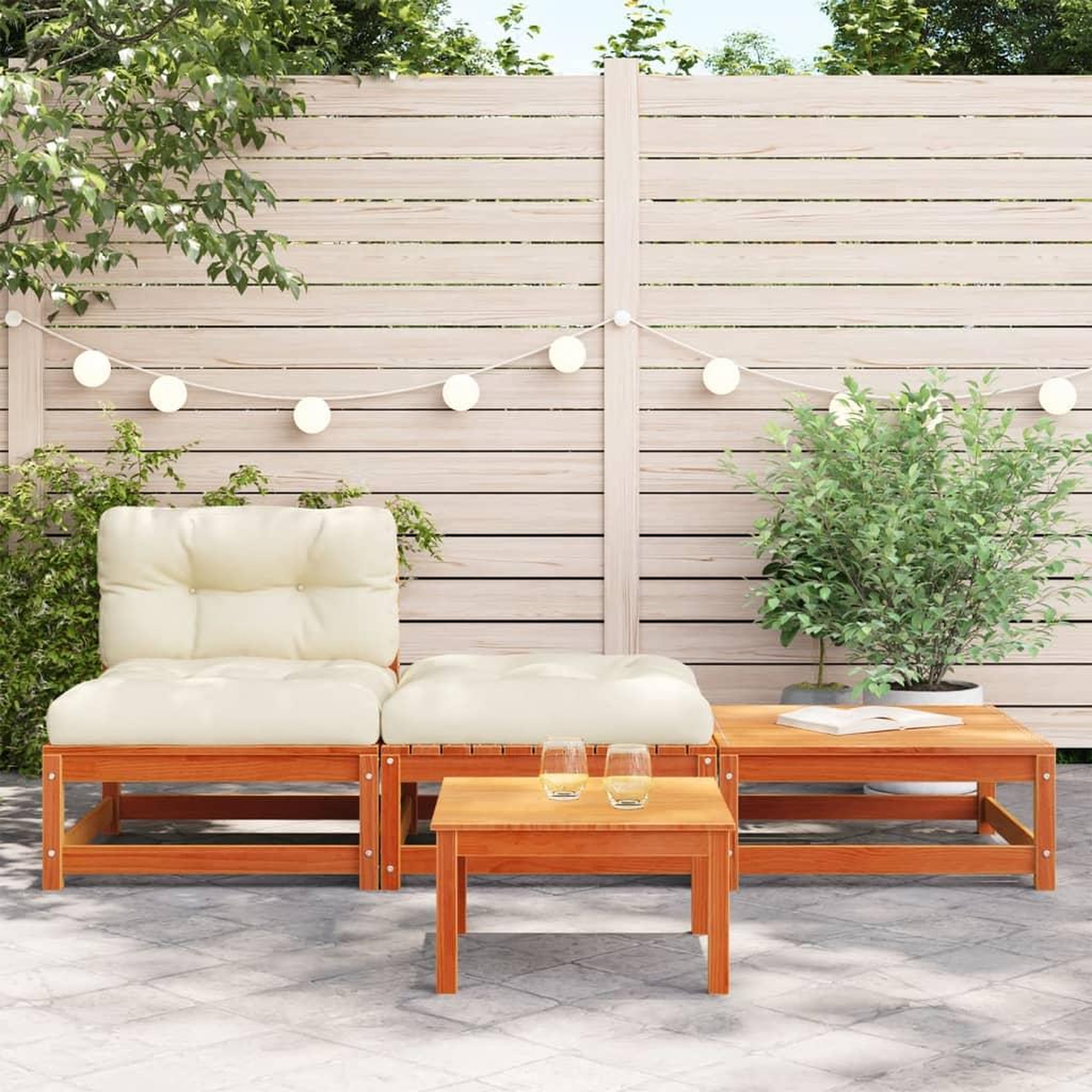 Voir la diapositive 3 : VIDAXL Canape de jardin sans accoudoirs avec coussins et repose-pieds