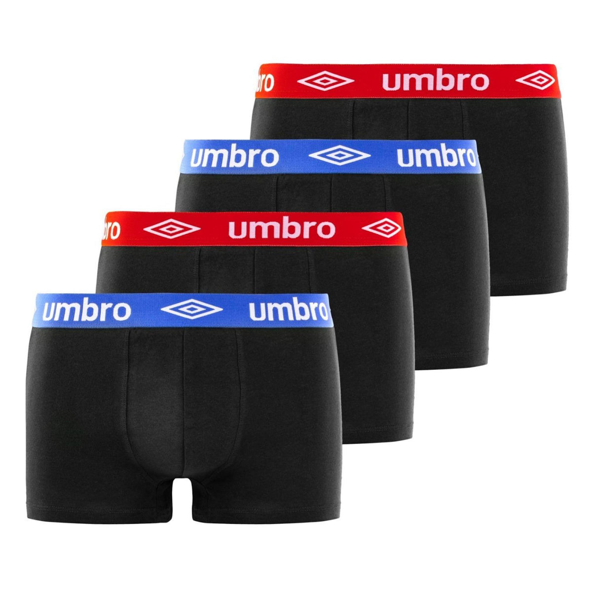 UMBRO Lot de 4 Boxers coton homme uni ceinture colorées