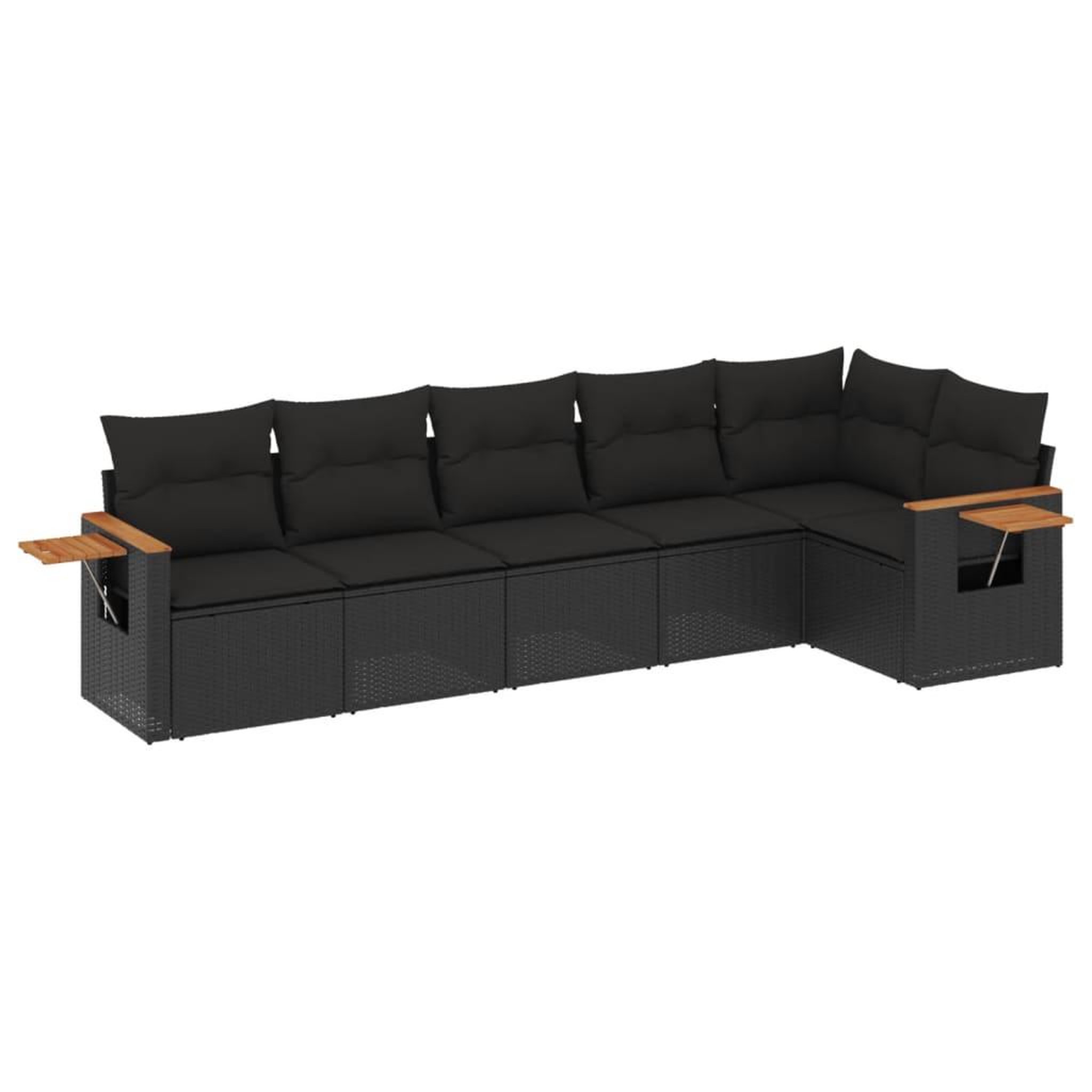 Voir la diapositive 2 : VIDAXL Salon de jardin 6 pcs avec coussins noir resine tressee