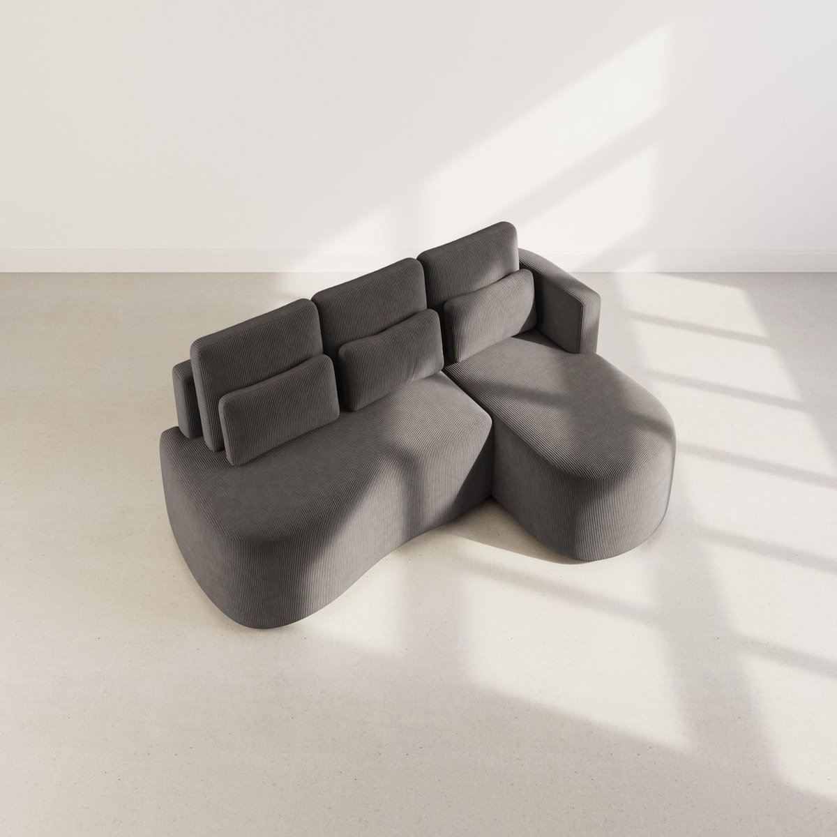 LISA DESIGN Mahina - canapé d'angle droit 4 places convertible avec coffre en velours côtelé