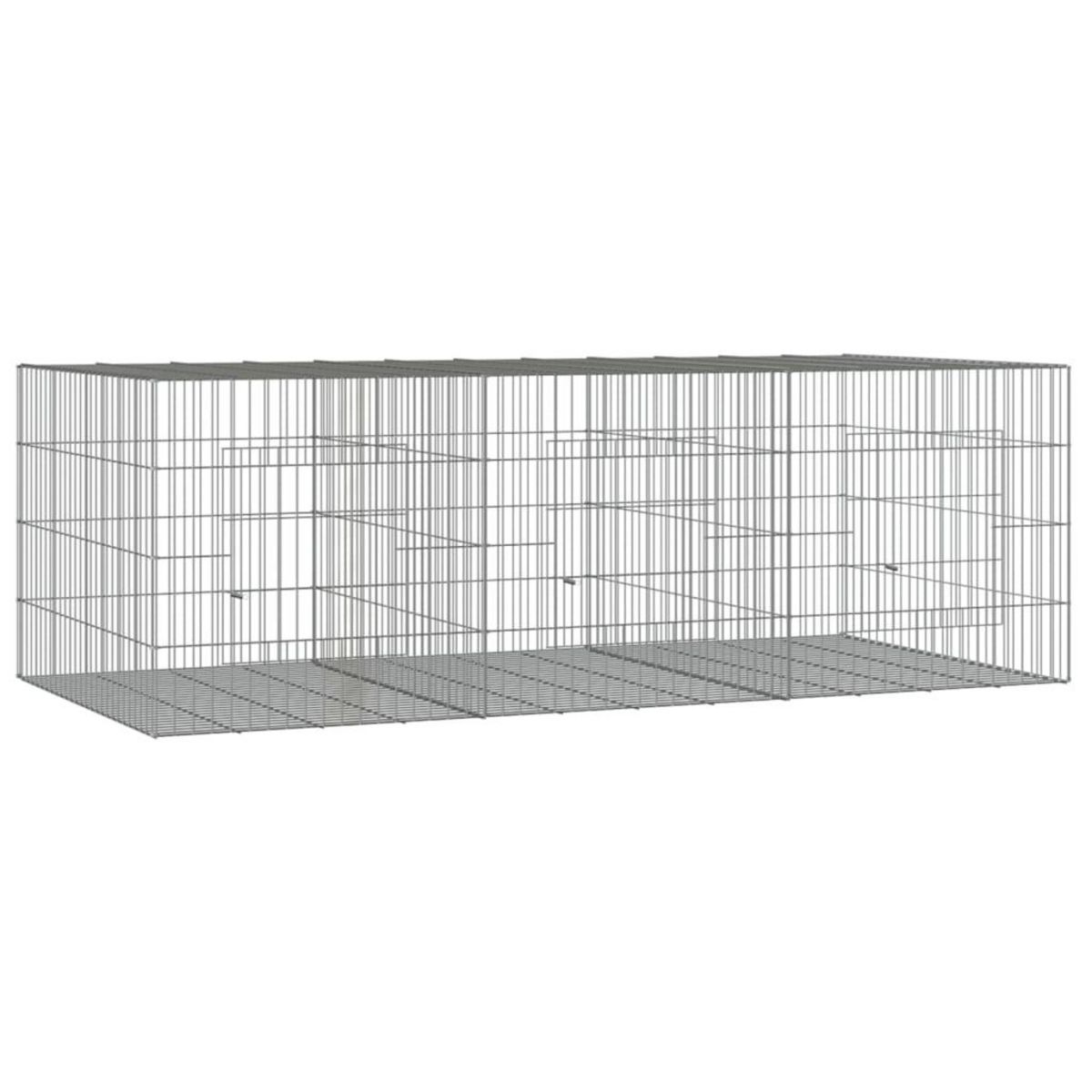 VIDAXL Cage a lapin 3 panneaux 163x79x54 cm Fer galvanise