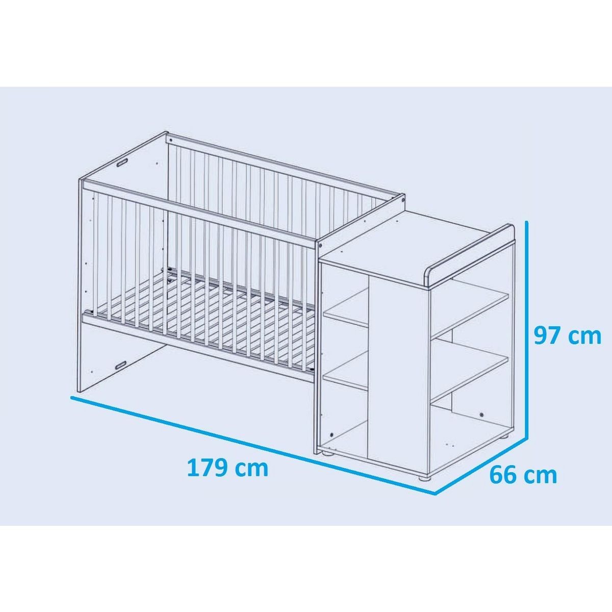 BABY PRICE Lit bébé combiné 60 x120 cm évolutif en 90 x190 cm SLEEPY/FLO