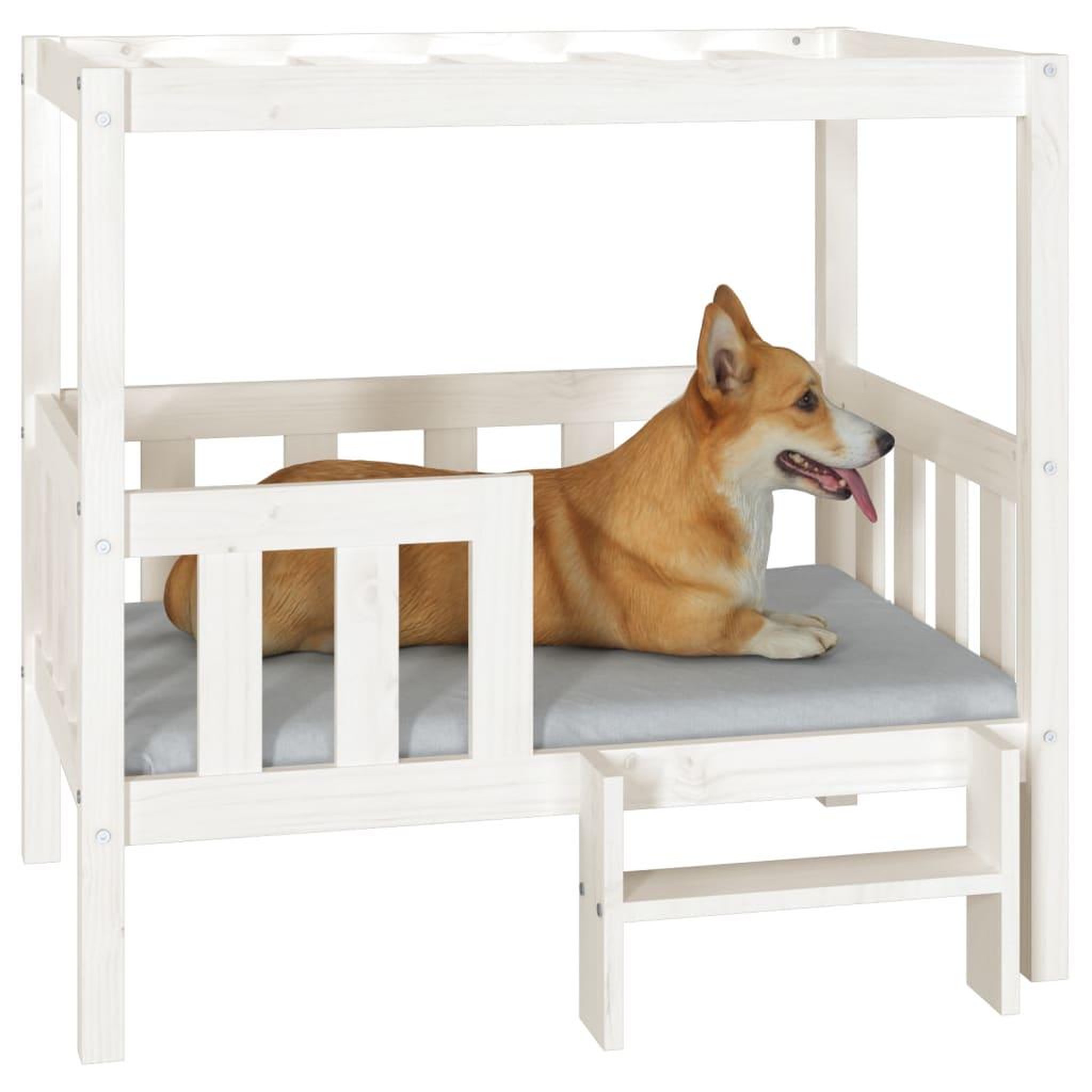 Voir la diapositive 4 : VIDAXL Lit pour chien Blanc 95,5x73,5x90 cm Bois de pin solide
