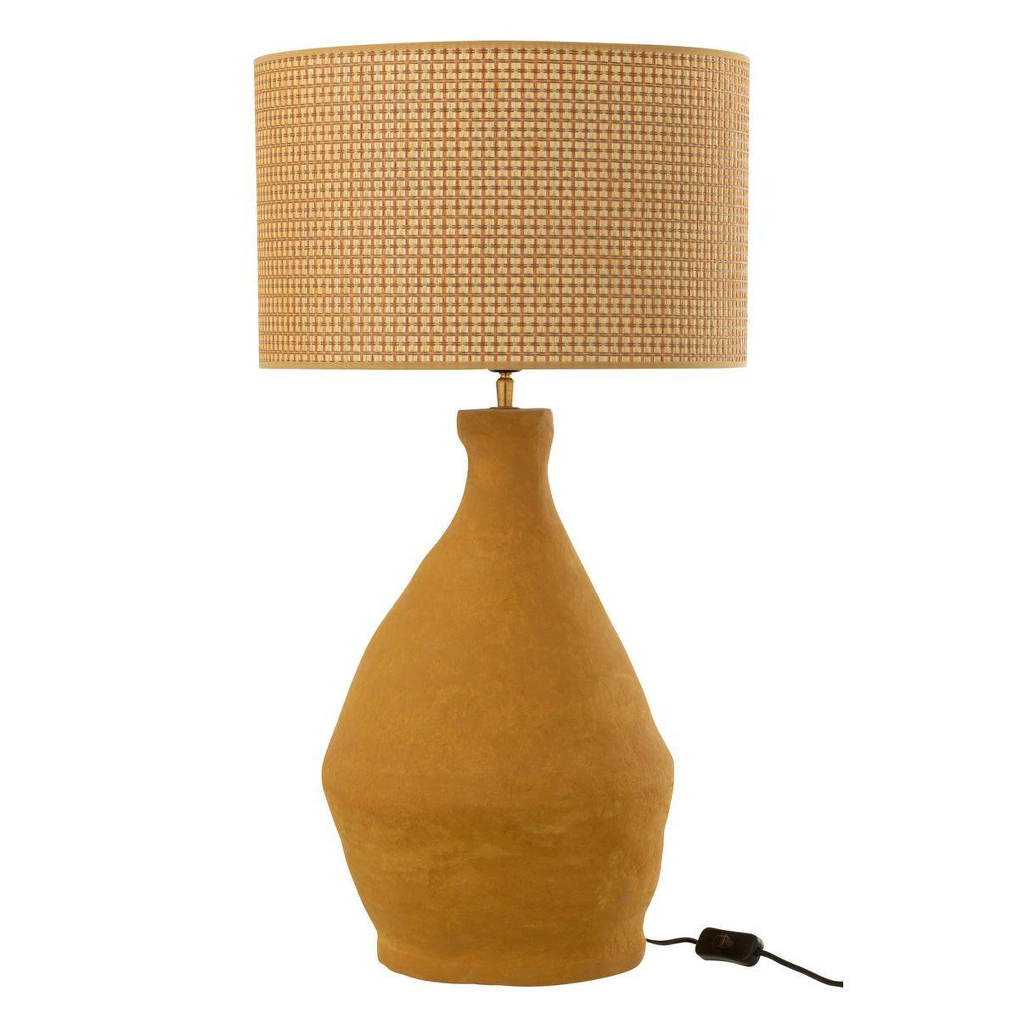 J-LINE Lampe à poser en papier mâché  indus  70cm jaune