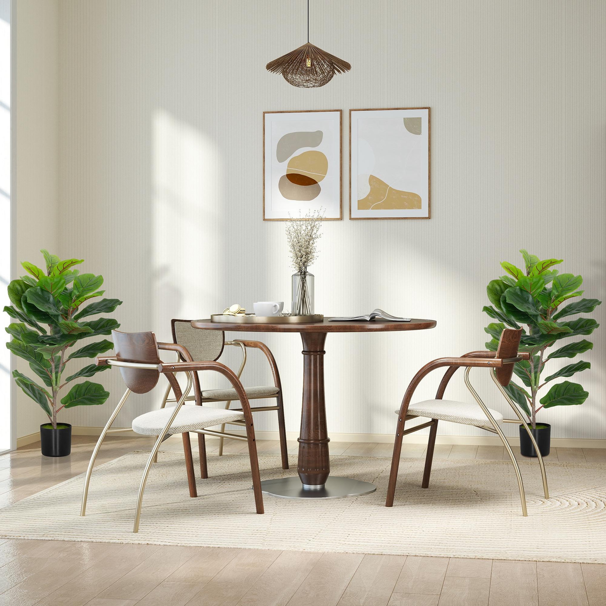 Voir la diapositive 5 : HOMCOM Lot de 2 plantes artificielles intérieures H.80cm figuier lyre 31 grandes feuilles pot inclus