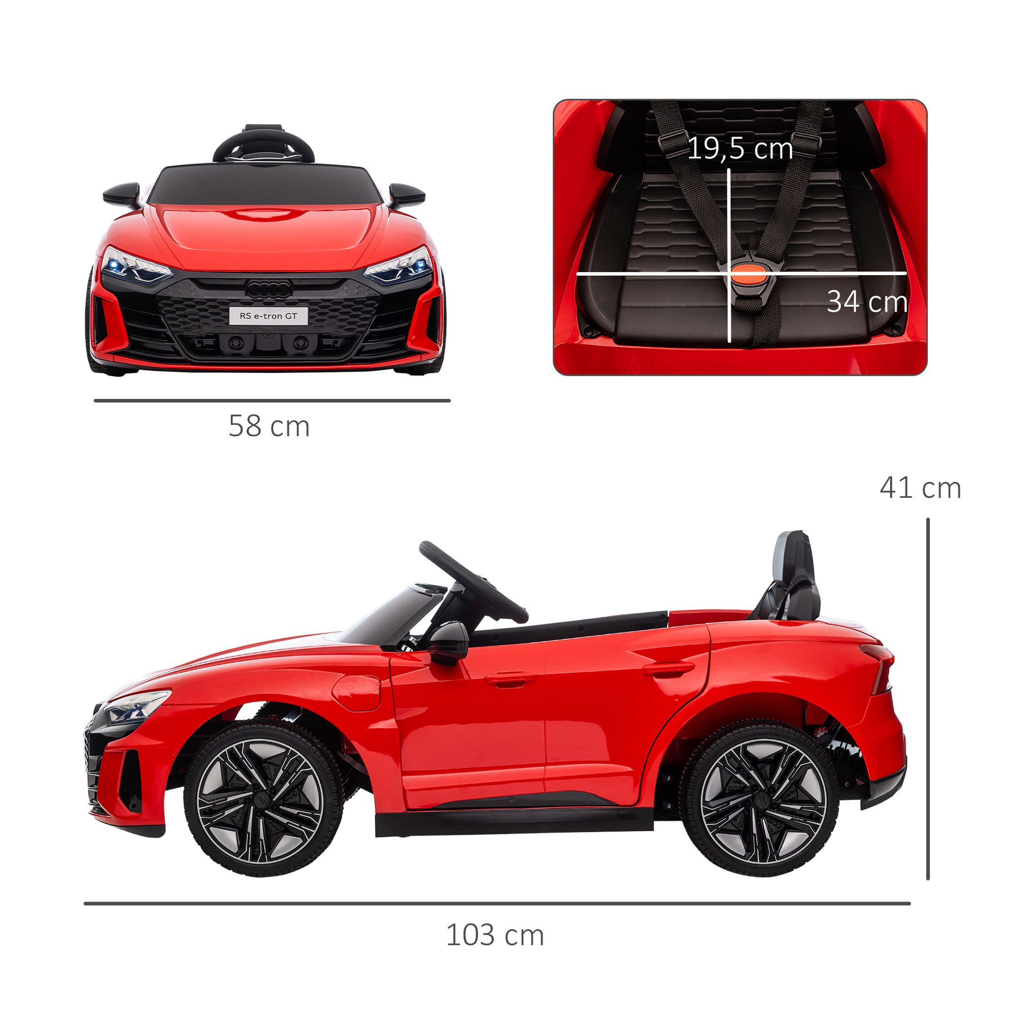 Voir la diapositive 3 : HOMCOM Véhicule électrique enfant Audi RS e-tron GT V. max. 5 Km/h télécommande effets sonores + lumineux rouge