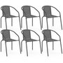 Voir la diapositive 1 : ID MARKET Lot de 6 chaises de jardin THELMA métal et textilène empilables gris anthracite