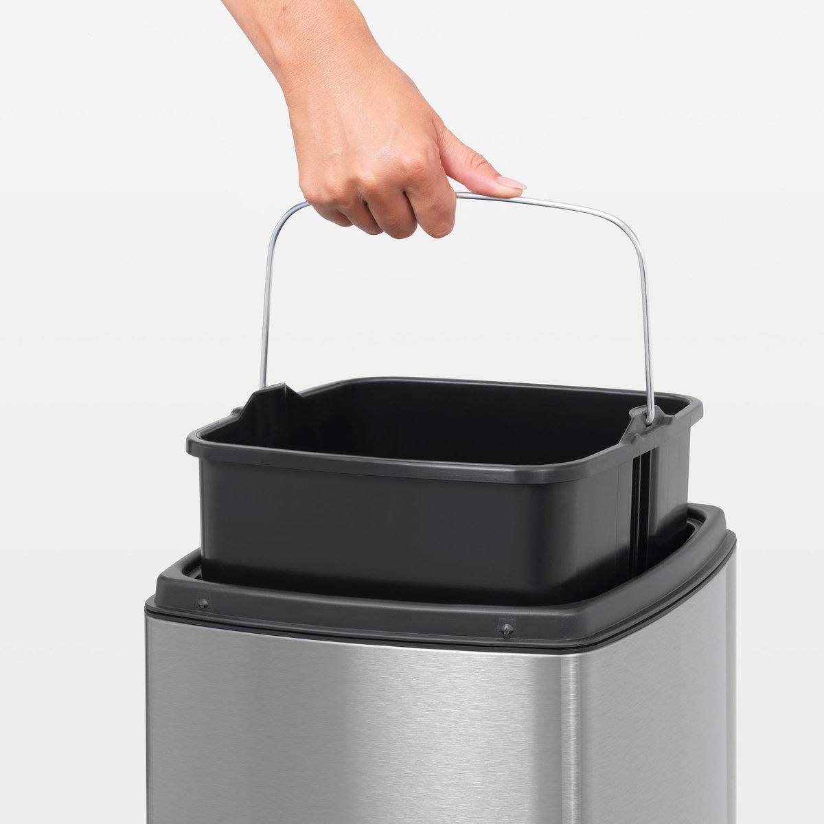 BRABANTIA Poubelle Touch Bin 25 Litres rectangulaire Matt Steel