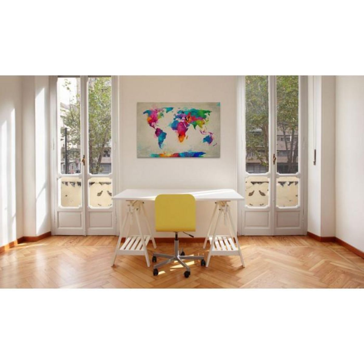 Paris Prix Tableau  Map of the World An Explosion of Colors