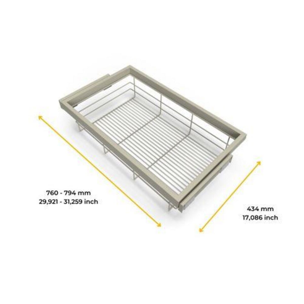 EMUCA SRL Kit de panier et cadre coulissant - fermeture souple pour armoire- réglable- module 800mm- Gris pierre
