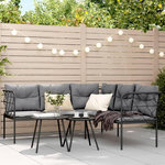 VIDAXL Ensemble de canapes de jardin et coussins noir acier textilene