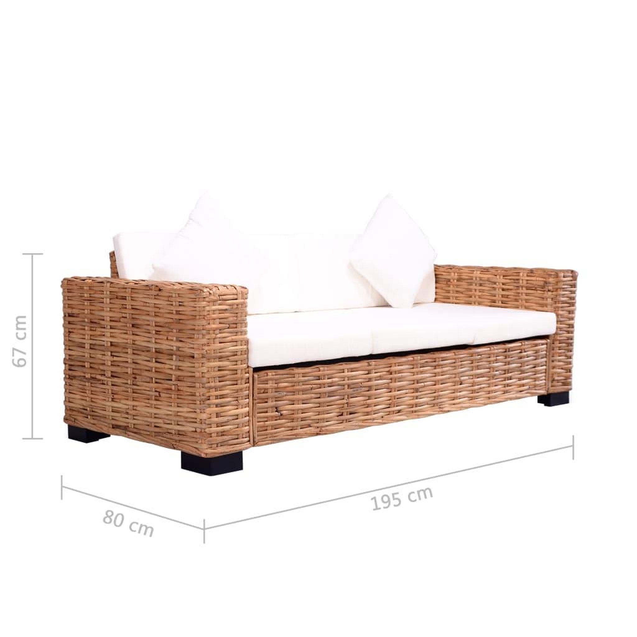 Voir la diapositive 5 : VIDAXL Canape a 3 places de jardin Rotin naturel