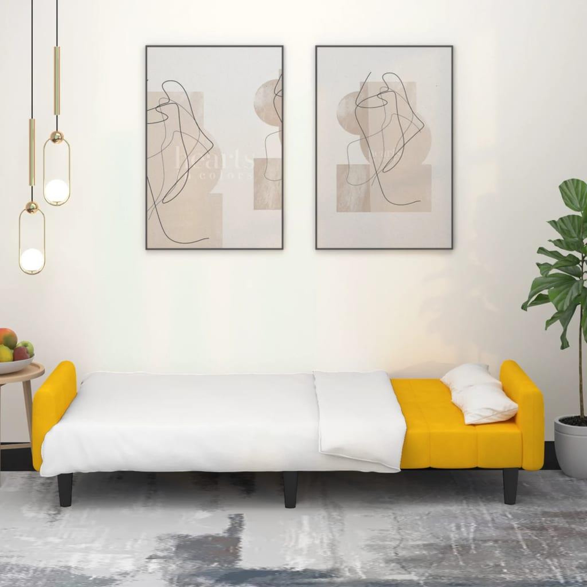 Voir la diapositive 3 : VIDAXL Canape-lit 2 places jaune velours