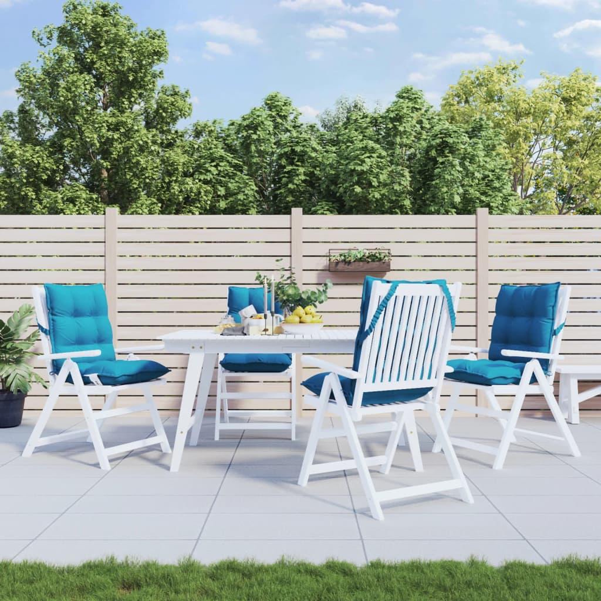 VIDAXL Coussins de chaise a dossier bas lot de 4 bleu clair