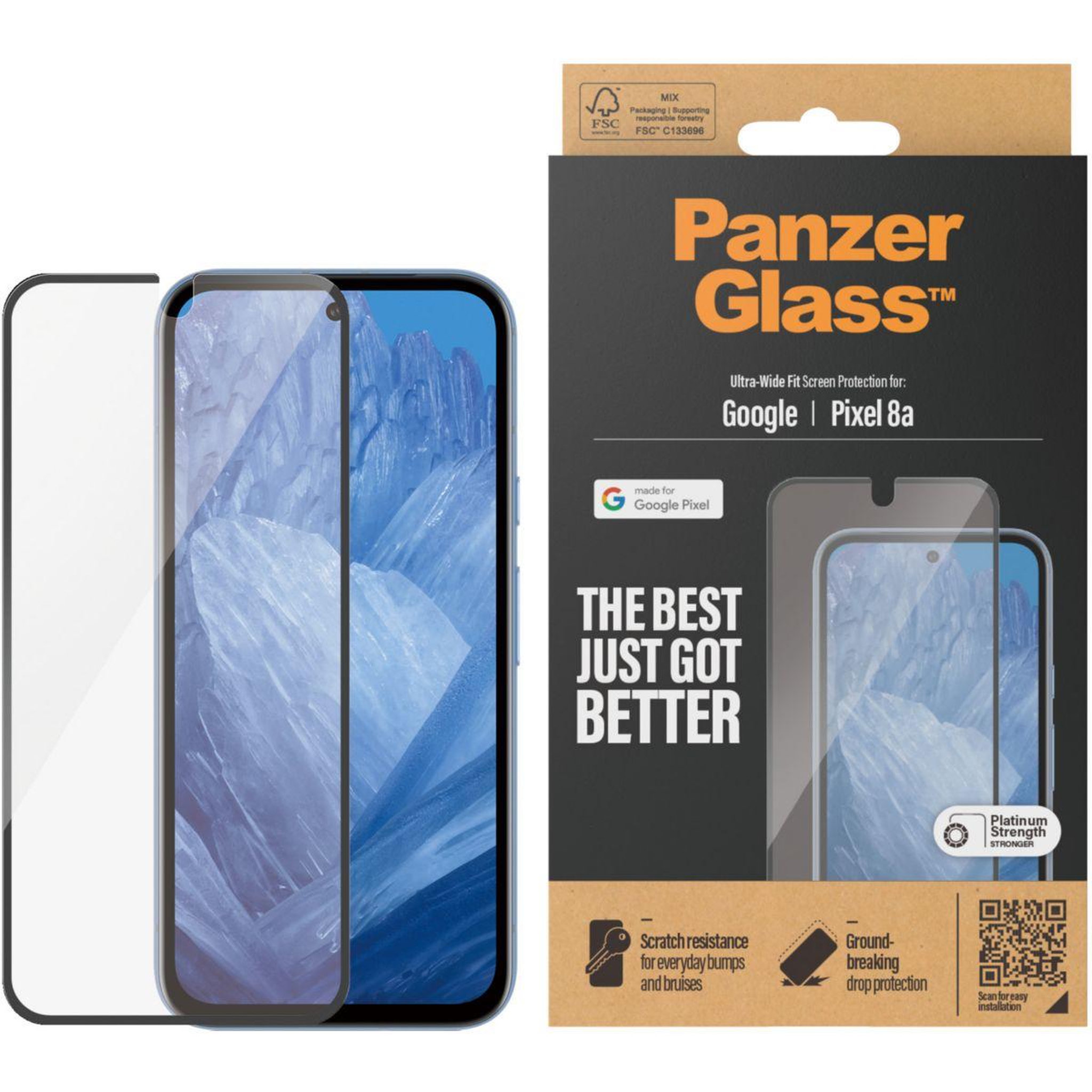 Voir la diapositive 2 : PANZERGLASS Protège écran google pixel 8a verre trempé