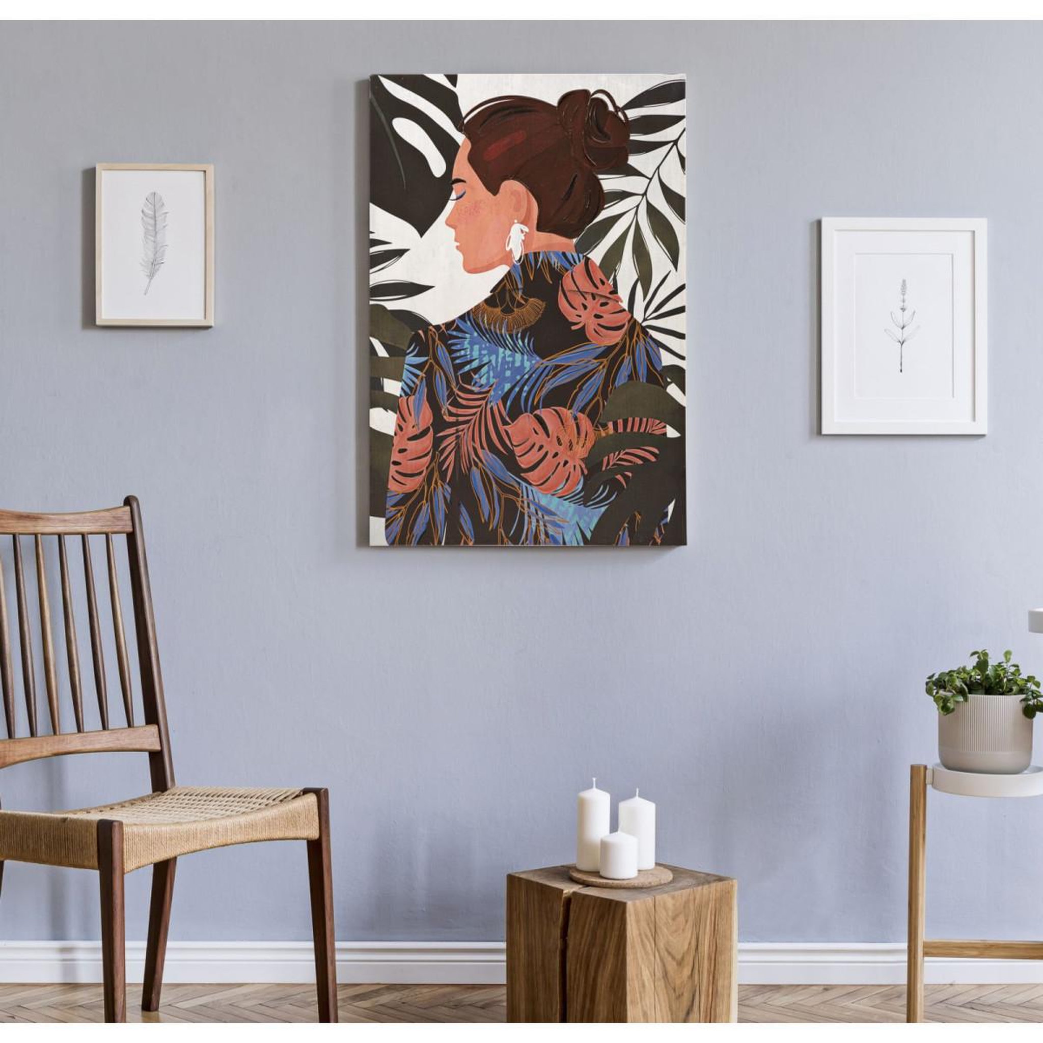 Voir la diapositive 5 : Paris Prix Toile imprimée déco  lady jungle dos  80x120cm multicolore