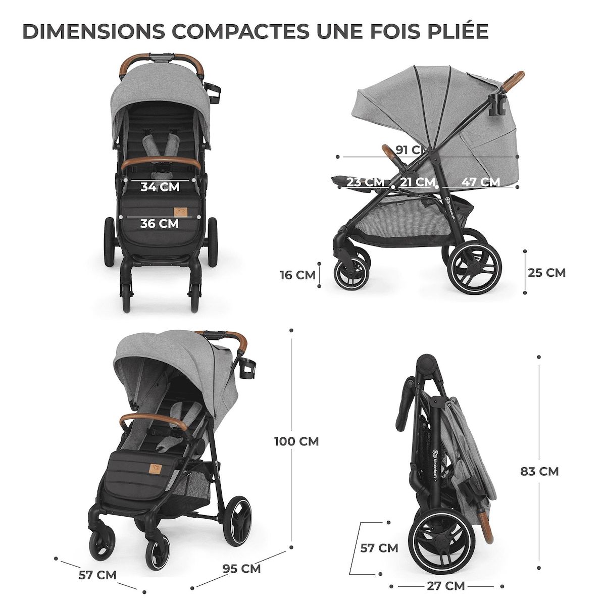 KINDERKRAFT Poussette grande pratique et confortable