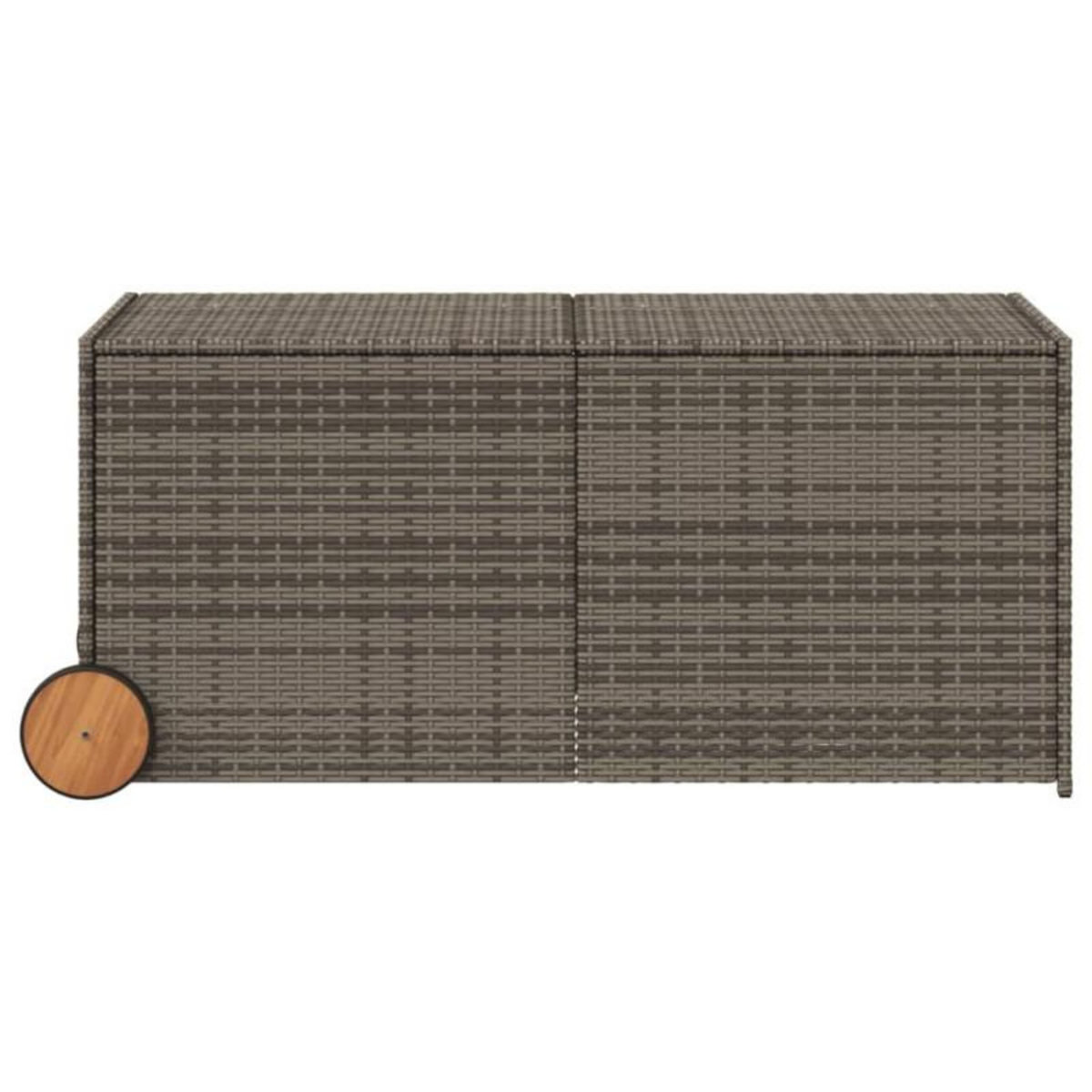 VIDAXL Boîte de rangement de jardin et roues gris 283L résine tressée