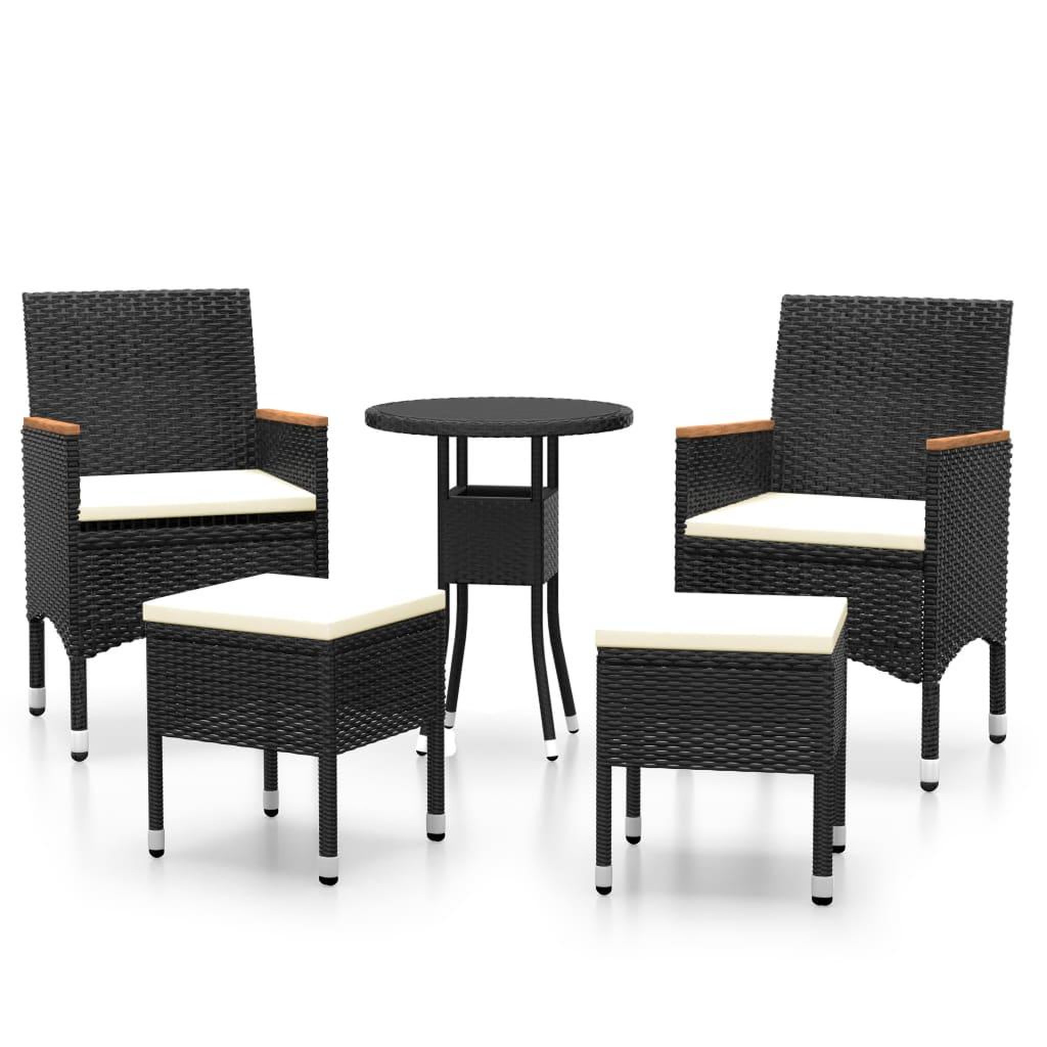 Voir la diapositive 2 : VIDAXL Salon de jardin 5 pcs Resine tressee Noir