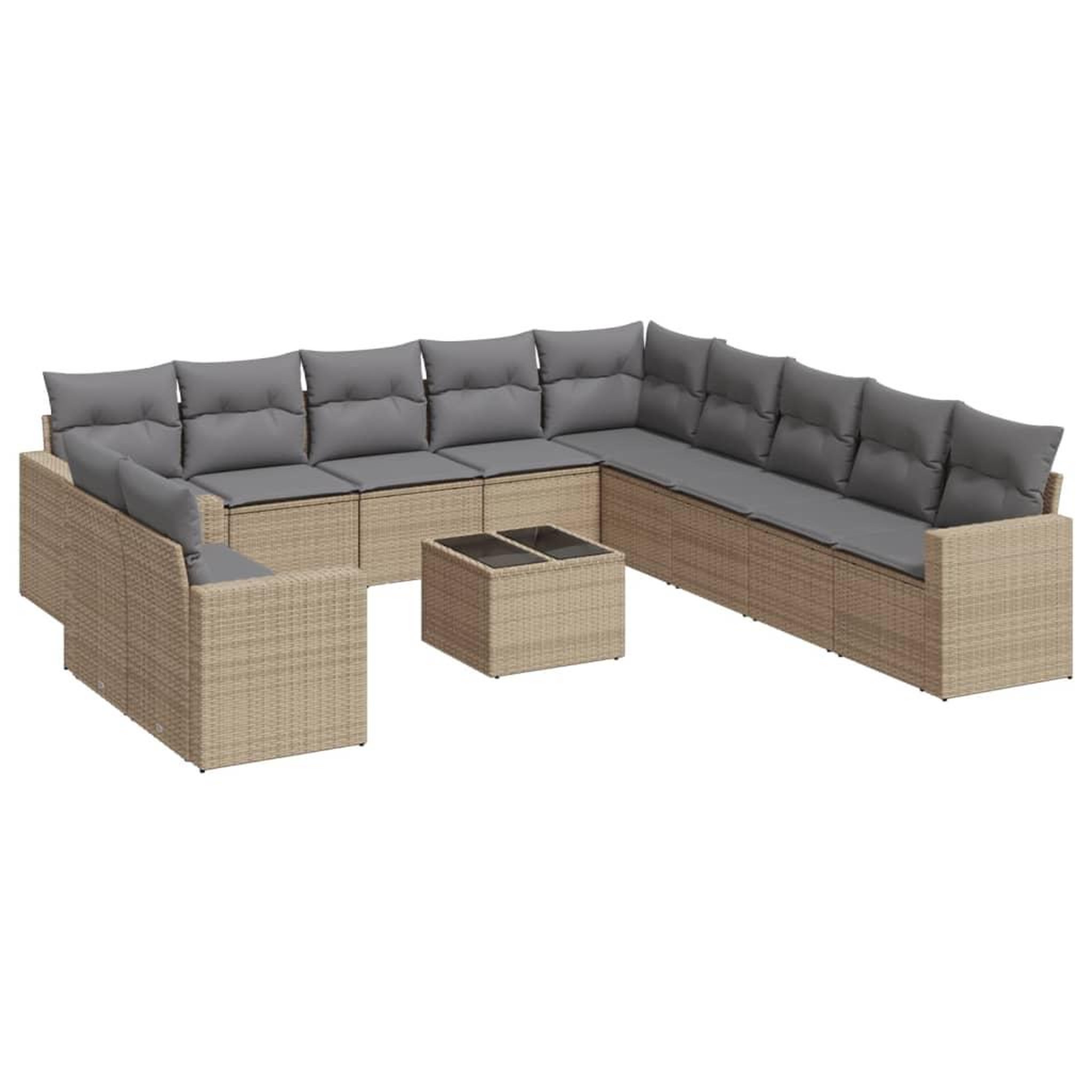 Voir la diapositive 2 : VIDAXL Salon de jardin avec coussins 12 pcs beige resine tressee